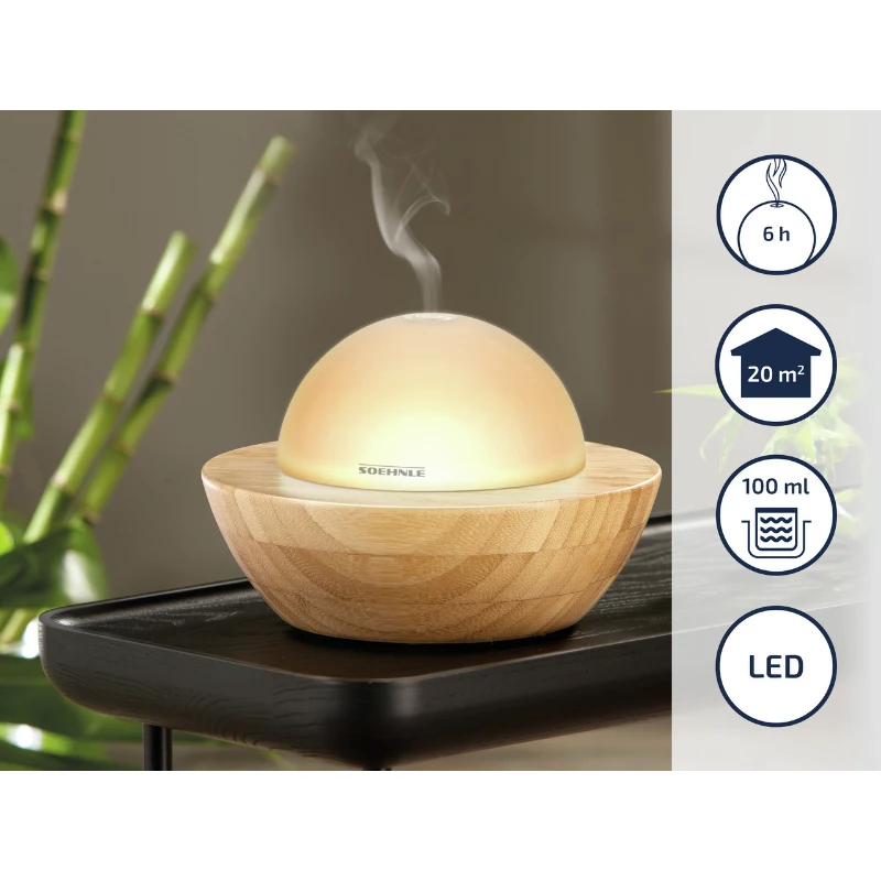 SOEHNLE Air Aromatizer Modena Ultraschall-Aroma-Diffuser, 100 ml Tank, bis zu 6 Std. Laufzeit, LED-Farbwechsellicht, Weiß