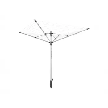 LEIFHEIT LinoPush 500 Wäschespinne, 50 m Wäscheleine, Aluminium, Druckknopf, Bodenhülse enthalten