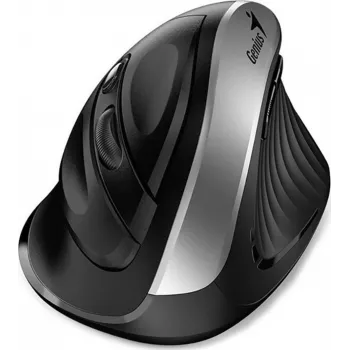 UNITEK Genius Ergo 8250S Kabellose Ergonomische Maus, 1600 DPI, Schwarz-Silber