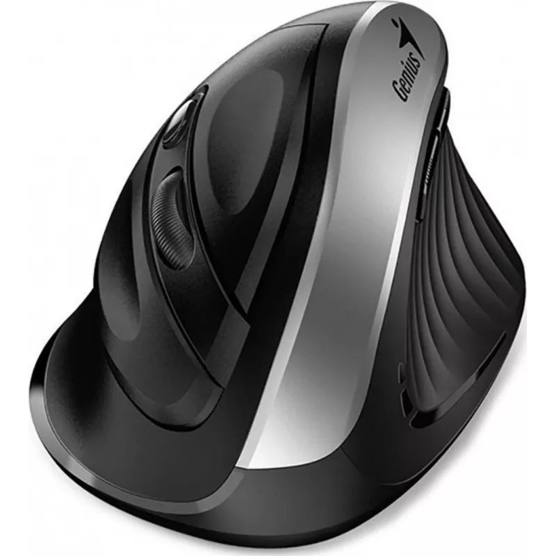UNITEK Genius Ergo 8250S Kabellose Ergonomische Maus, 1600 DPI, Schwarz-Silber