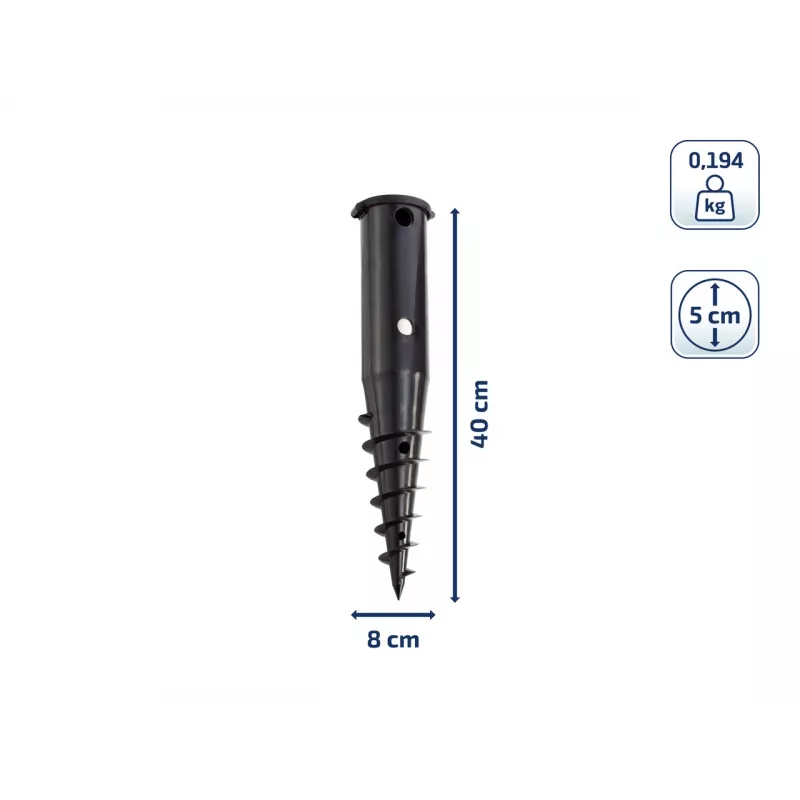 LEIFHEIT Einschraub-Bodenanker für Wäschespinnen, verzinkter Stahl, 50 mm Mast, 44 cm, grüner Deckel