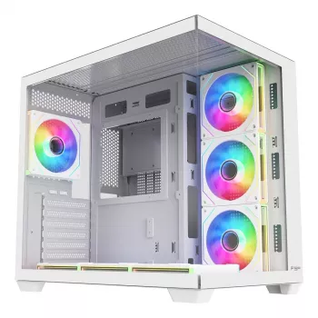 FSP Fortron M341-WA Mid-Tower PC-Gehäuse mit gehärtetem Glas und 4 ARGB-Lüftern