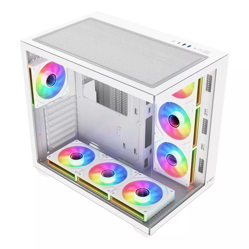 FSP Fortron M341-WA Mid-Tower PC-Gehäuse mit gehärtetem Glas und 4 ARGB-Lüftern