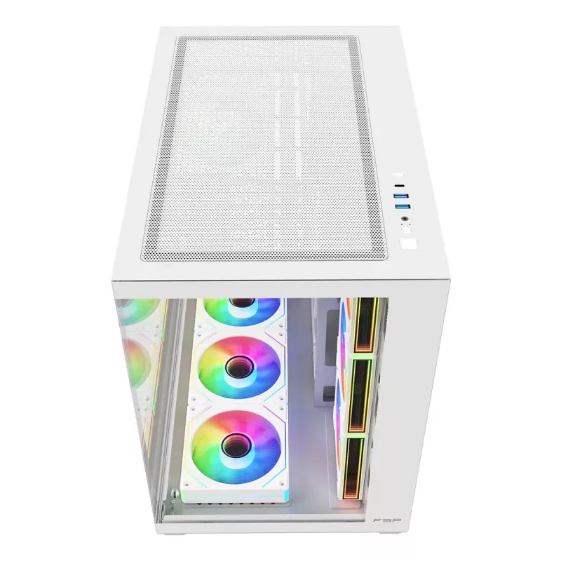 FSP Fortron M341-WA Mid-Tower PC-Gehäuse mit gehärtetem Glas und 4 ARGB-Lüftern