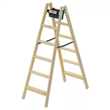 HAILO Doppelseitige Leiter H77 ComfortLine Holz 2x6 Stufen