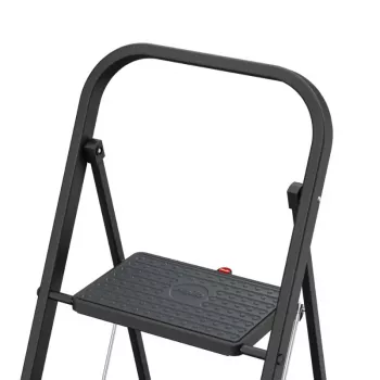 HAILO K44 StandardLine Klapptritt mit Sicherheitsbügel, 2 Stufen, Stahl, Schwarz, 150 kg