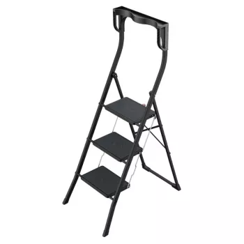 HAILO K77 ComfortLine Klapptritt, 3 Stufen, Aluminium, Sicherheitsbügel, Schwarz, 150 kg