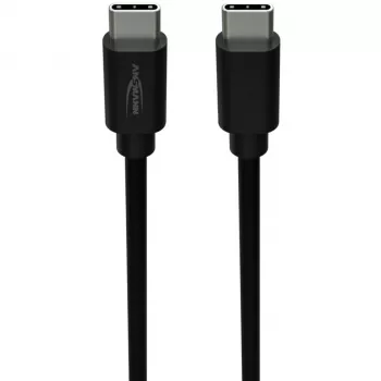 ANSMANN USB-C auf USB-C Daten- und Ladekabel, 1,2 m, 60W Power Delivery, Schwarz