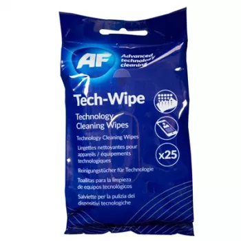 AF Tech Wipes Reinigungstücher für Technologiegeräte 25 Stk. Antistatisch Alkoholfrei Streifenfrei Fusselfrei Schnelltrocknend Wiederverschliessbarer Beutel