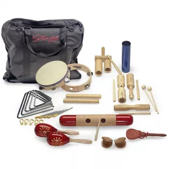 Stagg CPJ 05 Junior Akustik-Schlagzeug mit 5 Trommeln, Becken, Hardware und Hocker, Schwarz