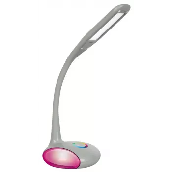 Activejet VENUS RGB Graue LED Schreibtischlampe mit farbwechselndem Sockel und USB-Ladefunktion