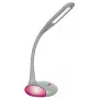 Activejet VENUS RGB Graue LED Schreibtischlampe mit farbwechselndem Sockel und USB-Ladefunktion