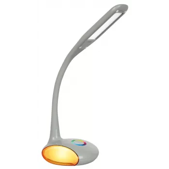 Activejet VENUS RGB Graue LED Schreibtischlampe mit farbwechselndem Sockel und USB-Ladefunktion
