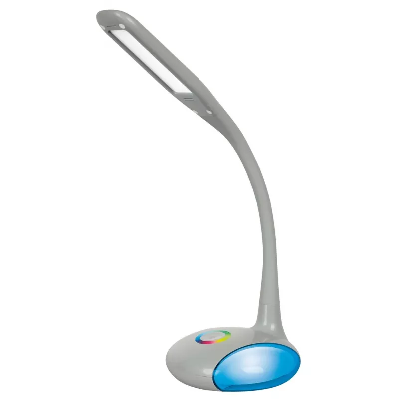 Activejet VENUS RGB Graue LED Schreibtischlampe mit farbwechselndem Sockel und USB-Ladefunktion