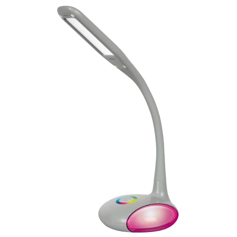 Activejet VENUS RGB Graue LED Schreibtischlampe mit farbwechselndem Sockel und USB-Ladefunktion