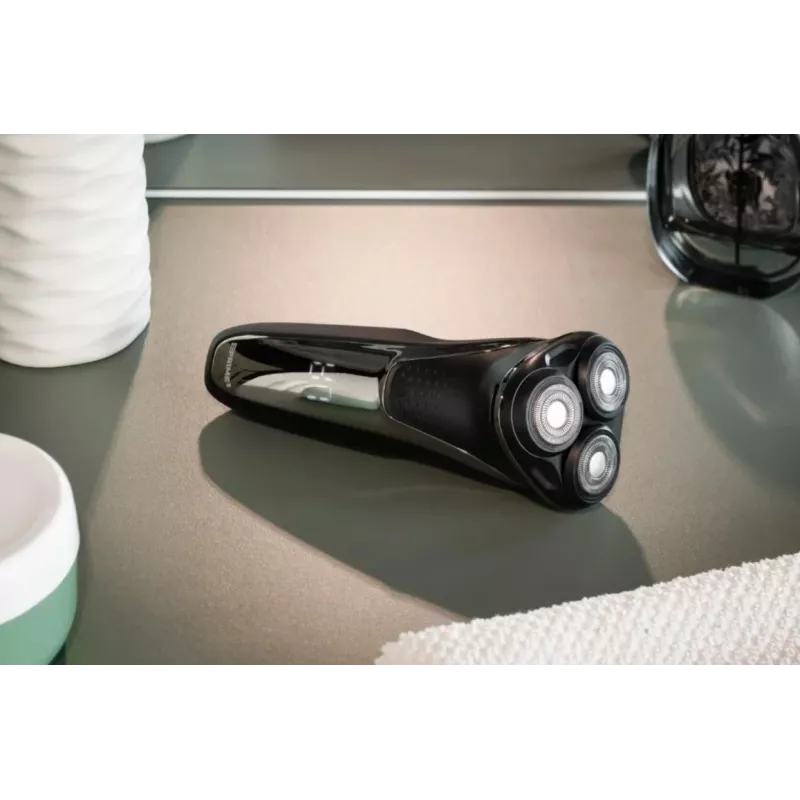 Prime3 SRS61 Rotationsrasierer mit Pop-Up-Trimmer, Schwarz/Silber