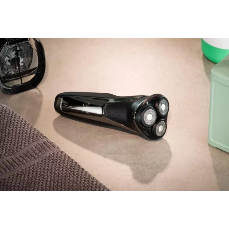 Prime3 SRS61 Rotationsrasierer mit Pop-Up-Trimmer, Schwarz/Silber