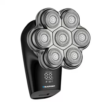 Blaupunkt MSH601 Rotationsrasierer 3-Kopf Nass- & Trocken Elektrorasierer mit Pop-up-Trimmer, LED-Batterieanzeige, Reisesicherung, IPX7 wasserdicht, 60 Min. kabellose Laufzeit, Schwarz/Silber