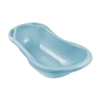 KEEEPER Babybadewanne 84cm Wiktoria Pure Blau – Ergonomische rutschfeste Badewanne mit Ablaufstopfen, BPA-freies PP, 25L