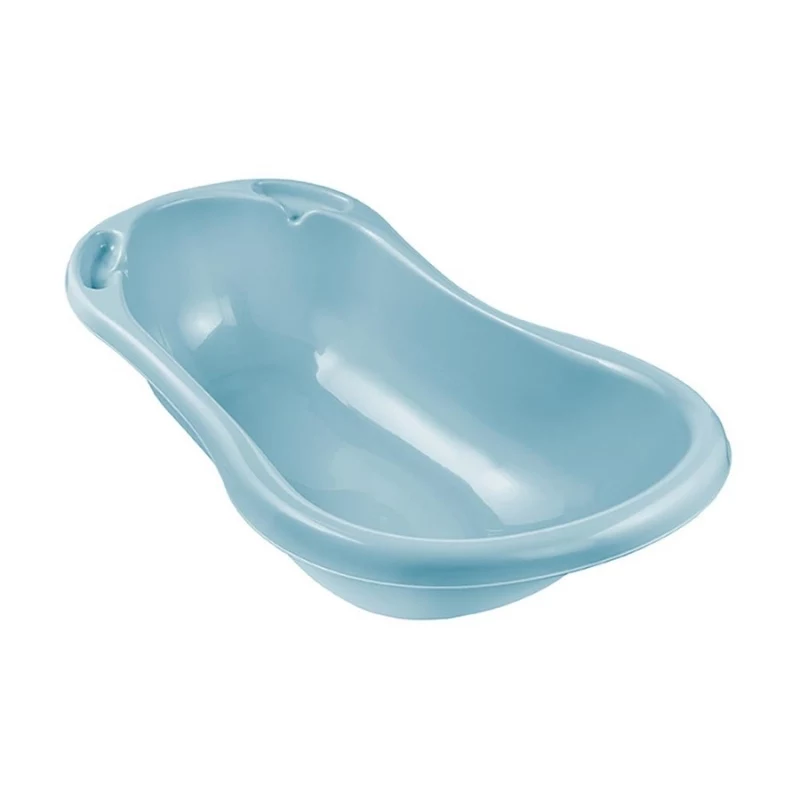 KEEEPER Babybadewanne 84cm Wiktoria Pure Blau – Ergonomische rutschfeste Badewanne mit Ablaufstopfen, BPA-freies PP, 25L