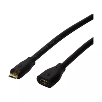 LogiLink CU0121 USB 2.0 Micro-B Stecker auf Micro-B Buchse Verlängerungskabel, 1 m, Schwarz