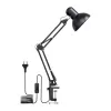 LEPRO 3100027-EU LED Schreibtischlampe mit USB-Ladeanschluss, 5 Farbtemperaturen, 7 Helligkeitsstufen, Touch-Steuerung, Timer, Flexibler Arm, Augenschonend, Schwarz