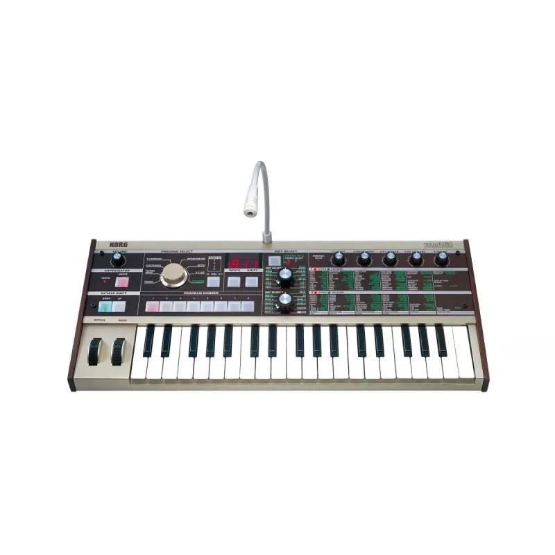 Korg microKORG Analog Modeling Synthesizer mit 37 Mini-Tasten und Vocoder, Grau
