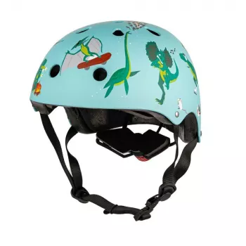 Hornit Jurassic S Kinder-Fahrradhelm 48-53cm, Dinosaurier-Design, Grün/Blau/Orange, LED-Rücklicht, CE EN 1078 DIS826
