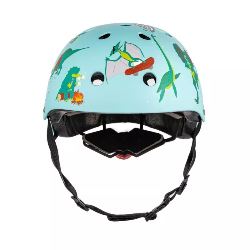 Hornit Jurassic S Kinder-Fahrradhelm 48-53cm, Dinosaurier-Design, Grün/Blau/Orange, LED-Rücklicht, CE EN 1078 DIS826