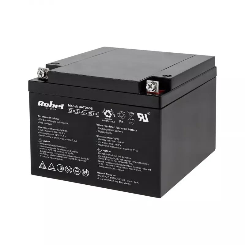 Rebel Gel Akku 12V 24Ah VRLA AGM Deep Cycle für UPS Solar Alarm