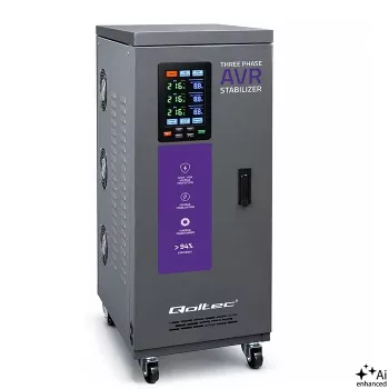 Qoltec 20kVA Dreiphasen-Servomotor-Spannungsstabilisator AVR mit LCD, ±3% Genauigkeit, Expert Line