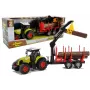 LEAN TOYS Fendt 209 S Traktor mit Forsttrailer und Baumstämmen, Maßstab 1:16, Grün/Grau/Rot