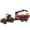 LEAN TOYS Fendt 209 S Traktor mit Forsttrailer und Baumstämmen, Maßstab 1:16, Grün/Grau/Rot