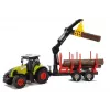 LEAN TOYS Fendt 209 S Traktor mit Forsttrailer und Baumstämmen, Maßstab 1:16, Grün/Grau/Rot