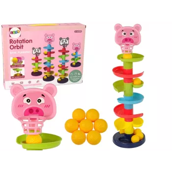 LEAN TOYS Pädagogische Kugelbahn 6 Ebenen Schweinchen-Korbsortierer
