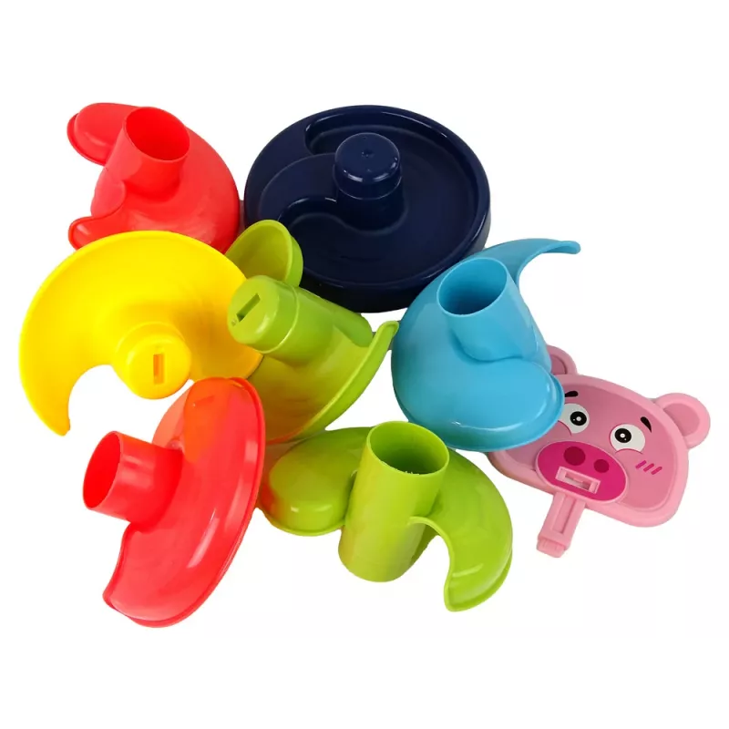 LEAN TOYS Pädagogische Kugelbahn 6 Ebenen Schweinchen-Korbsortierer