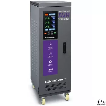 Qoltec Dreiphasen-Spannungsstabilisator AVR MULTIPROTECTION | 40kVA | Genauigkeit ± 3% | Servomotor 3F | LCD | Expert Line