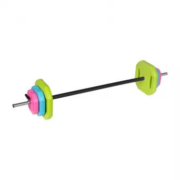 REBEL RBA-2336 20 kg Langhantel-Set mit bituminösen Scheiben, 140 cm Stange, Schraubverschlüsse, Schwarz