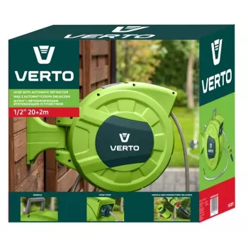 Verto 15G891 3-lagiger verstärkter PVC-Gartenschlauch, 1/2 inch x 20 m, UV- und algenbeständig, Berstdruck 20 bar, Grün