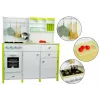 LEAN TOYS Spielküche aus Holz für Kinder Grün und Weiß Paula mit zu öffnendem Backofen und Mikrowelle