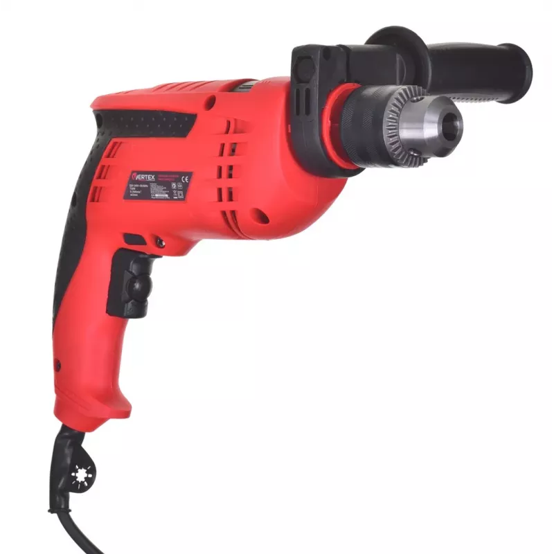 VERTEX VWU710 710W Schlagbohrmaschine mit 13mm Zahnkranzbohrfutter, 0-2800 U/min, 0-44800 BPM, Drehzahlregelung, Rechts-/Linkslauf, Zusatzhandgriff, Tiefenanschlag