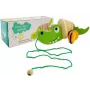 LEAN TOYS Holzkrokodil auf Rädern 18cm Nachziehspielzeug
