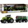 LEAN TOYS Grüner Traktor mit Holzanhänger und Soundeffekten