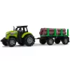 LEAN TOYS Grüner Traktor mit Holzanhänger und Soundeffekten