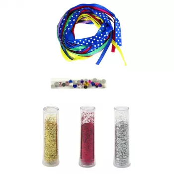 LEAN TOYS DIY Glitzerband-Armband-Bastelset, 10 Armbänder, ab 6 Jahren