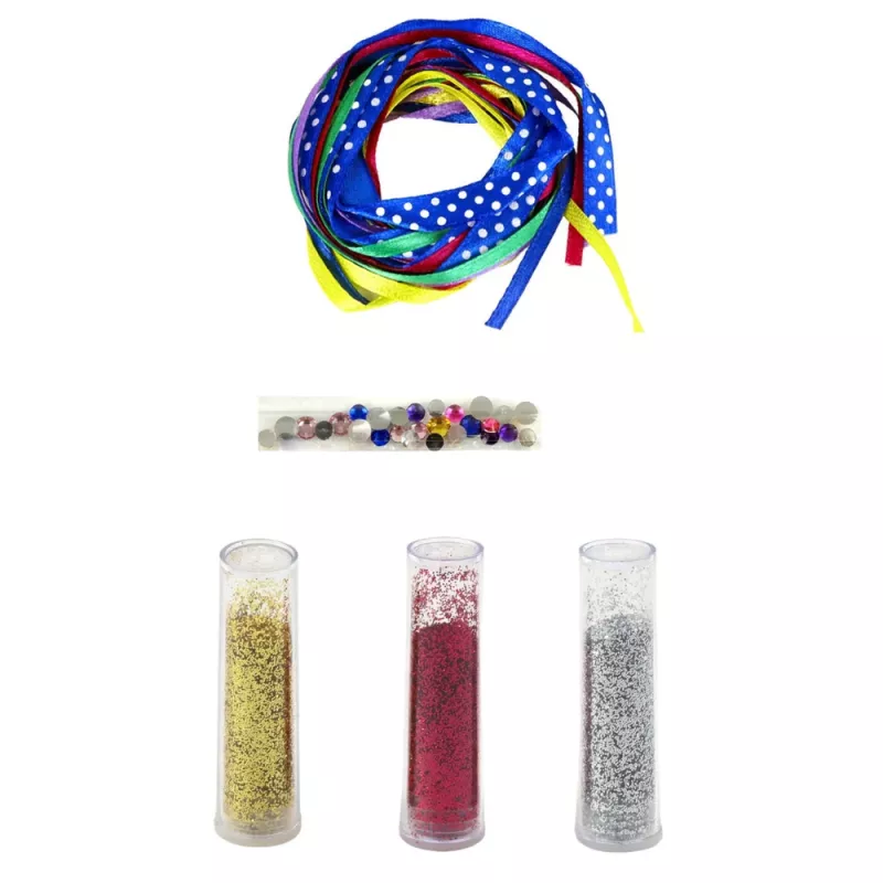 LEAN TOYS DIY Glitzerband-Armband-Bastelset, 10 Armbänder, ab 6 Jahren