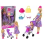 LEAN TOYS Baby Puppenwagen-Set mit Zubehör – Rosa Kinderwagen mit Weichpuppe, Trinkflasche, Decke & Tasche