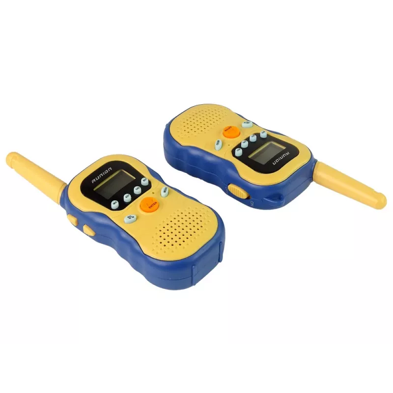 LEAN TOYS Walkie-Talkies für Kinder Gelb - PMR446 Funkgerät-Set mit 8 Kanälen, bis zu 3 km Reichweite, beleuchtetem LCD, Taschenlampe, VOX, Gürtelclip - 2 Einheiten