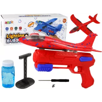 LEAN TOYS Flugzeug Seifenblasen-Werfer Pistole Rot