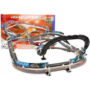 LEAN TOYS 2-in-1 Racing Kit RC Slotcar-Bahn Set mit 2 Autos, 3,6 m modulare Strecke, kabellose Controller, LED-Scheinwerfer, ab 6 Jahren